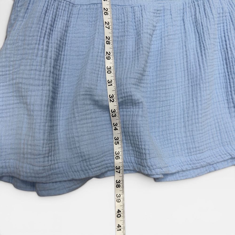 Gap Cotton Gauze Tiered Dress XL Light Blue Short Sleeve Mini V-Neck Coastal - Picture 7 of 9